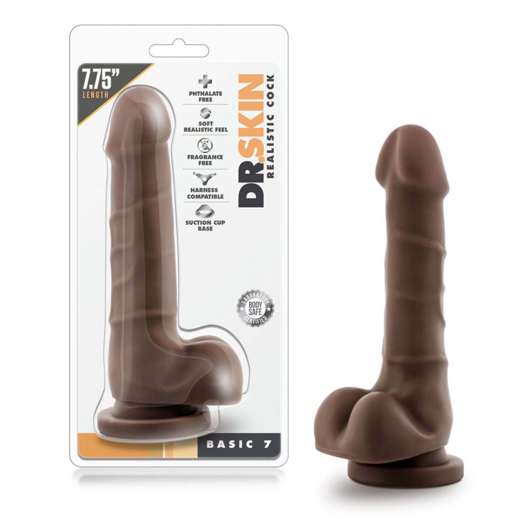 Blush Novelties Dr. Skin - Realistic Cock - Basic 7 - Chocolate