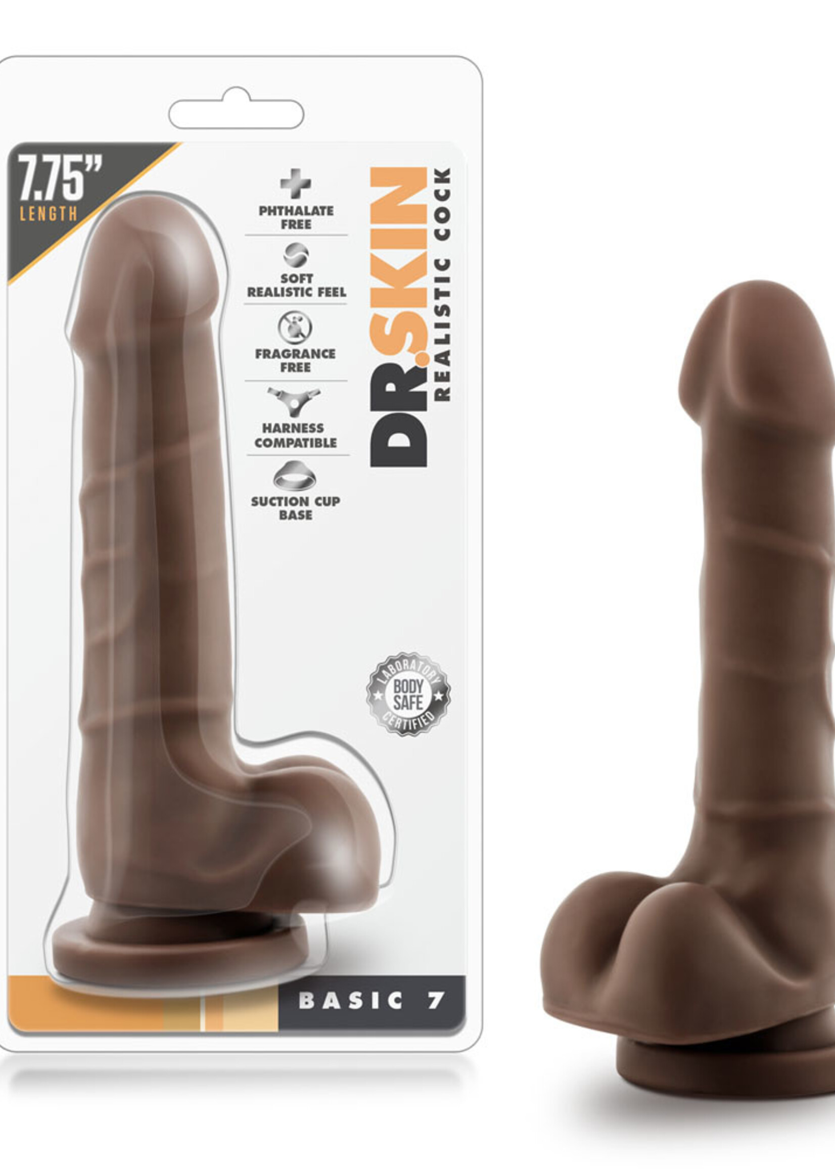 Blush Novelties Dr. Skin - Realistic Cock - Basic 7 - Chocolate