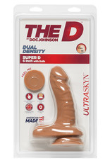 Doc Johnson The D Super D Ultraskyn Dildo with Balls 6in - Caramel