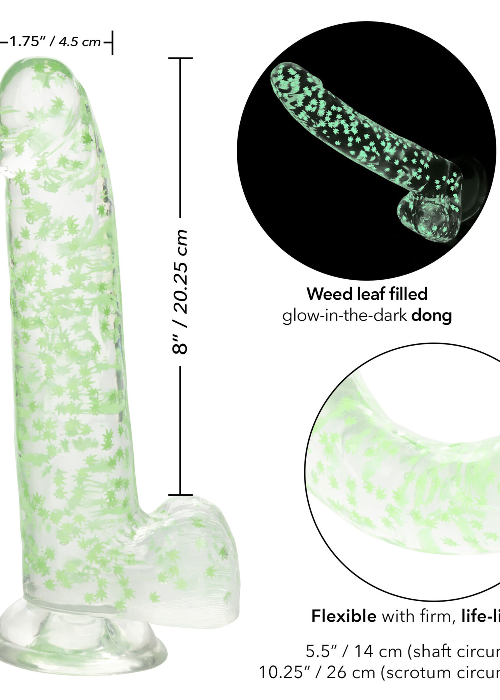 Calexotics Naughty Bits I Leaf Dick Glow In The Dark Weed Leaf Dildo