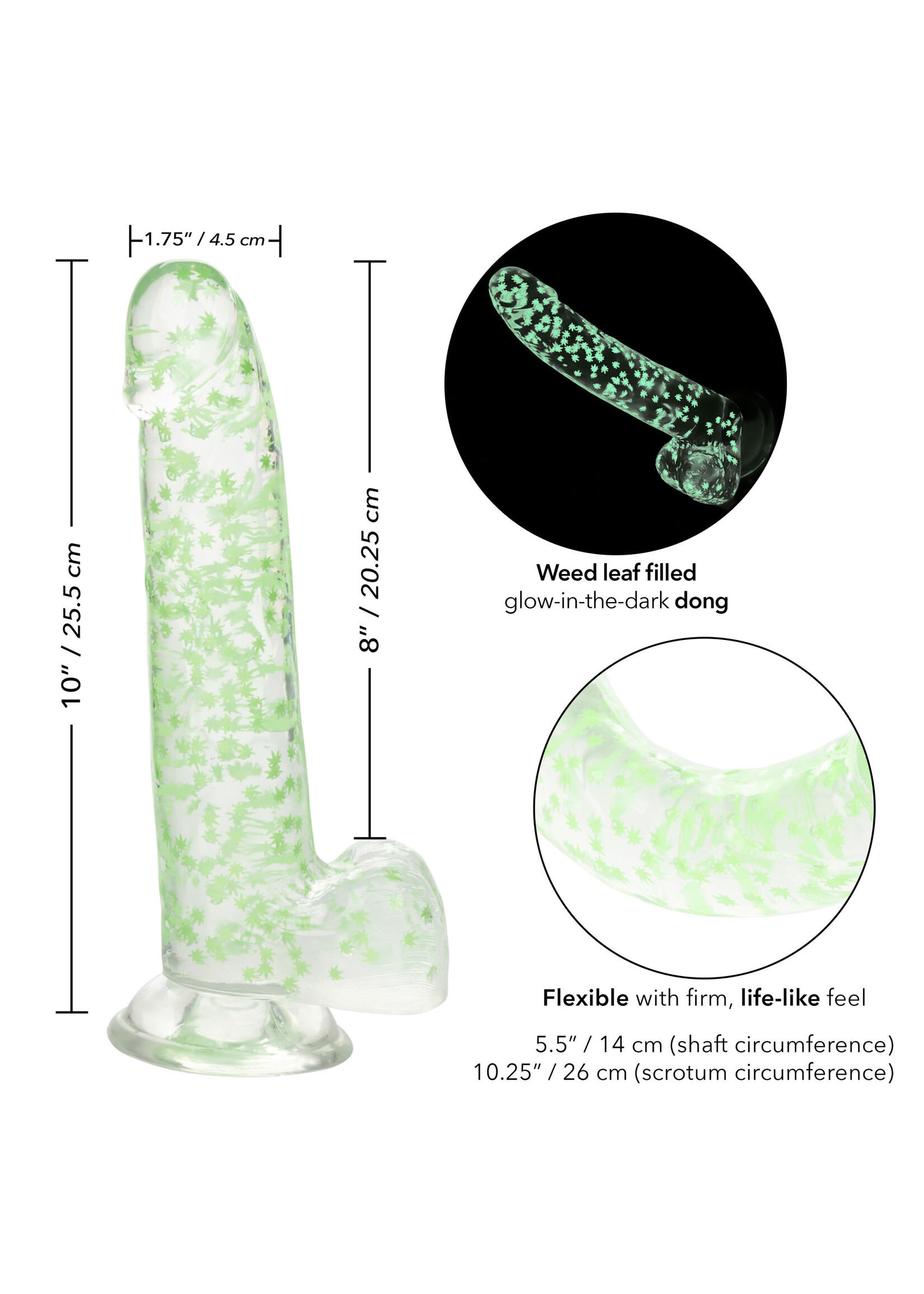 Calexotics Naughty Bits I Leaf Dick Glow In The Dark Weed Leaf Dildo