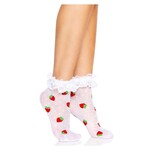Leg Avenue Leg Avenue Strawberry Polka Dot Ruffle Top Anklets - O/S - White/Red