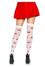 Leg Avenue Leg Avenue Spandex Sheer Polka Dot Cherry Thigh Highs - O/S