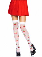 Leg Avenue Leg Avenue Spandex Sheer Polka Dot Cherry Thigh Highs - O/S