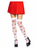 Leg Avenue Leg Avenue Spandex Sheer Polka Dot Cherry Thigh Highs - O/S