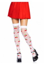 Leg Avenue Leg Avenue Spandex Sheer Polka Dot Cherry Thigh Highs - O/S