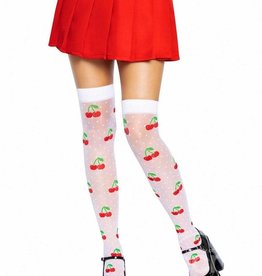 Leg Avenue Leg Avenue Spandex Sheer Polka Dot Cherry Thigh Highs - O/S