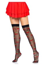 Leg Avenue Leg Avenue Spandex Sheer Polka Dot Cherry Thigh Highs - O/S