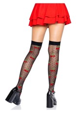 Leg Avenue Leg Avenue Spandex Sheer Polka Dot Cherry Thigh Highs - O/S