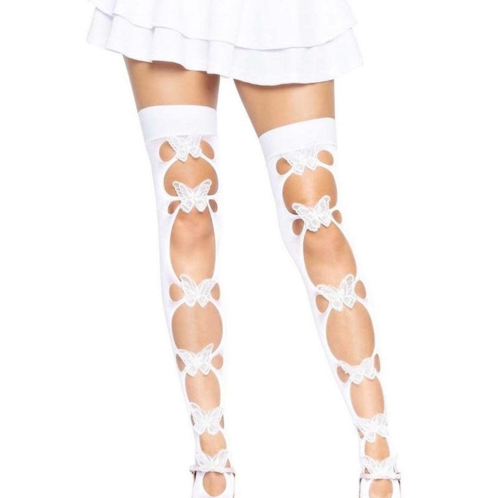 Leg Avenue Leg Avenue Opaque Net Cut-Out Butterfly Applique Thigh Highs - O/S