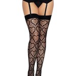 Leg Avenue Leg Avenue Heart Net Thigh Highs - O/S - Black