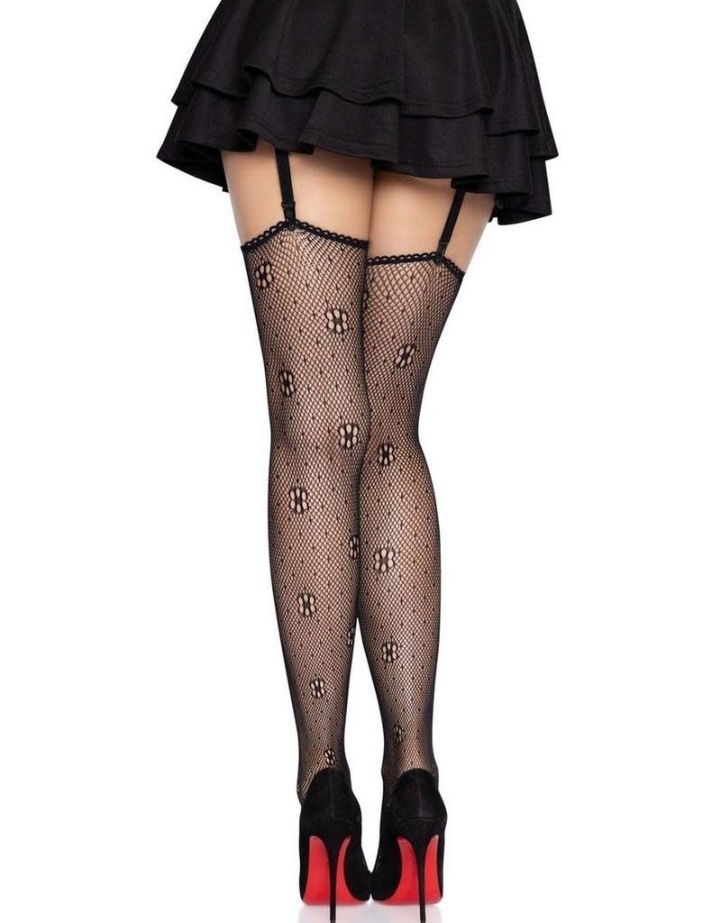 Leg Avenue Leg Avenue Daisy Dot Fishnet Stockings with Scalloped Top - O/S