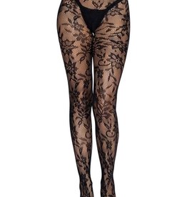 Leg Avenue Leg Avenue Seamless Chantilly Floral Lace Tights - O/S - Black