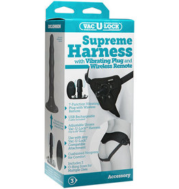 Doc Johnson Vac-U-Lock - Supreme Harness With Vibrating Plug - Black