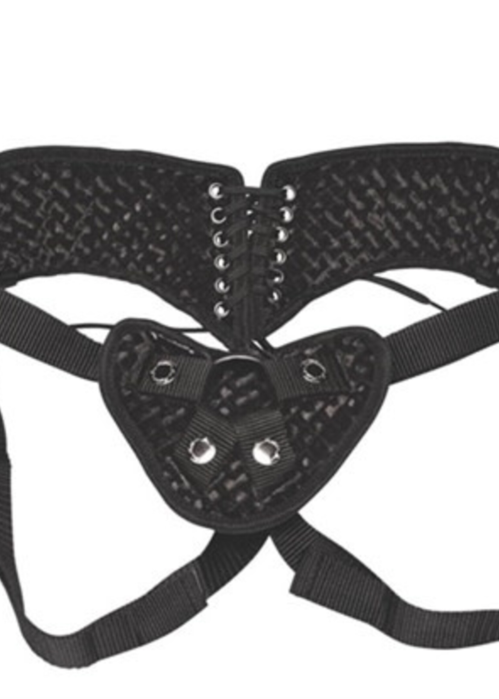 Lux Fetish Diamond Velvet Strap-on Corset - Black