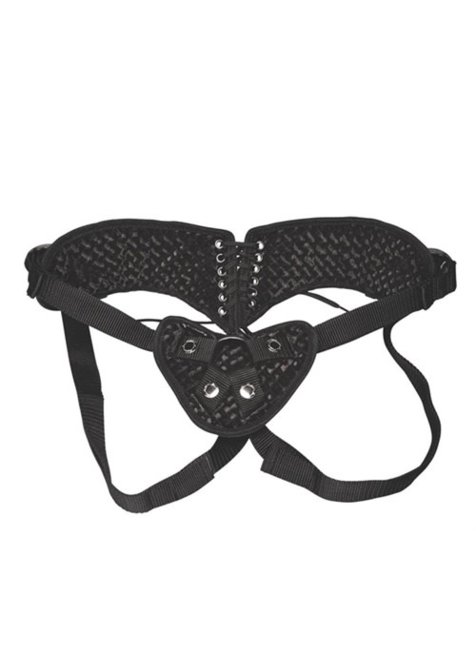Lux Fetish Diamond Velvet Strap-on Corset - Black