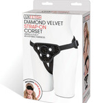 Lux Fetish Diamond Velvet Strap-on Corset - Black