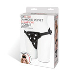 Lux Fetish Diamond Velvet Strap-on Corset - Black