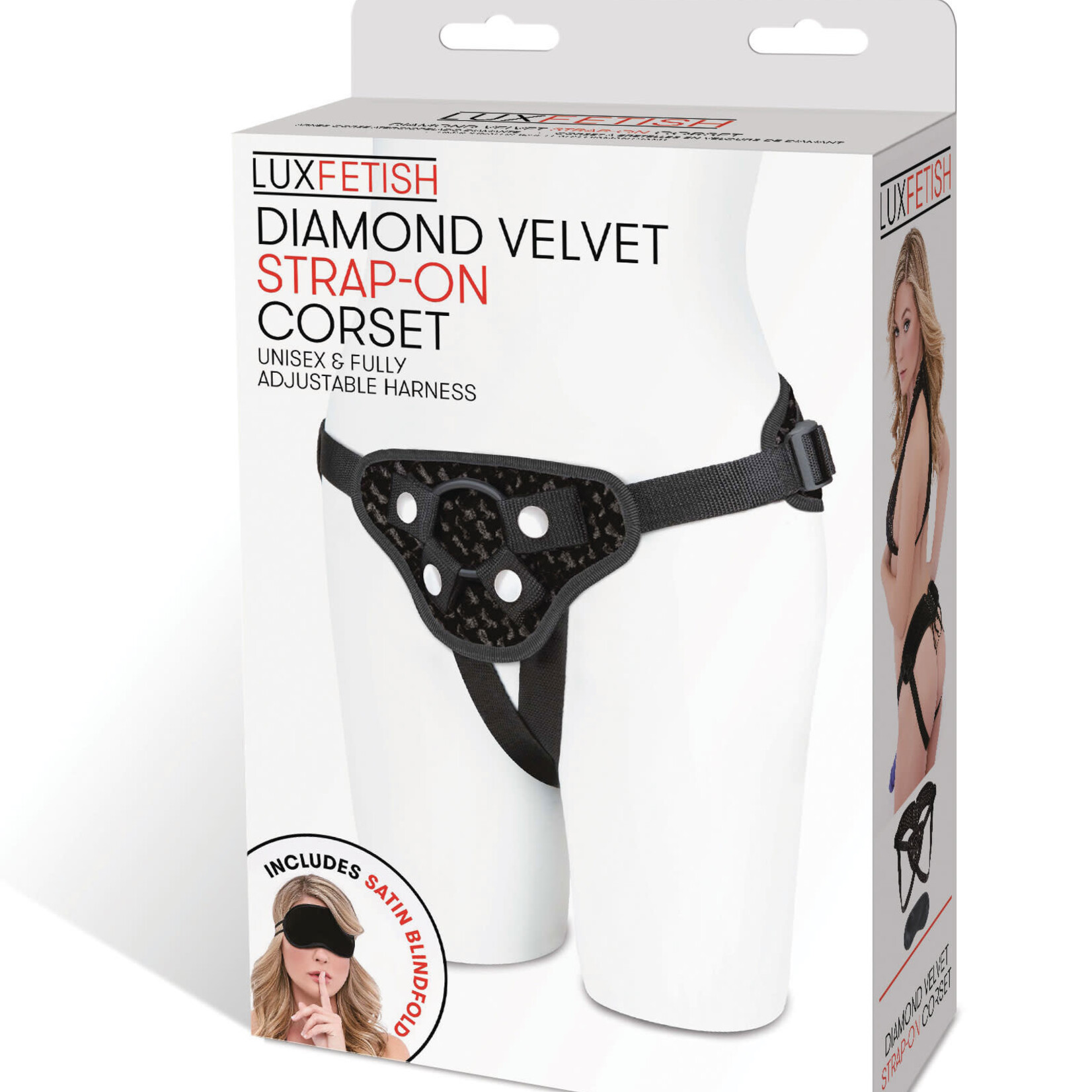 Lux Fetish Diamond Velvet Strap-on Corset - Black