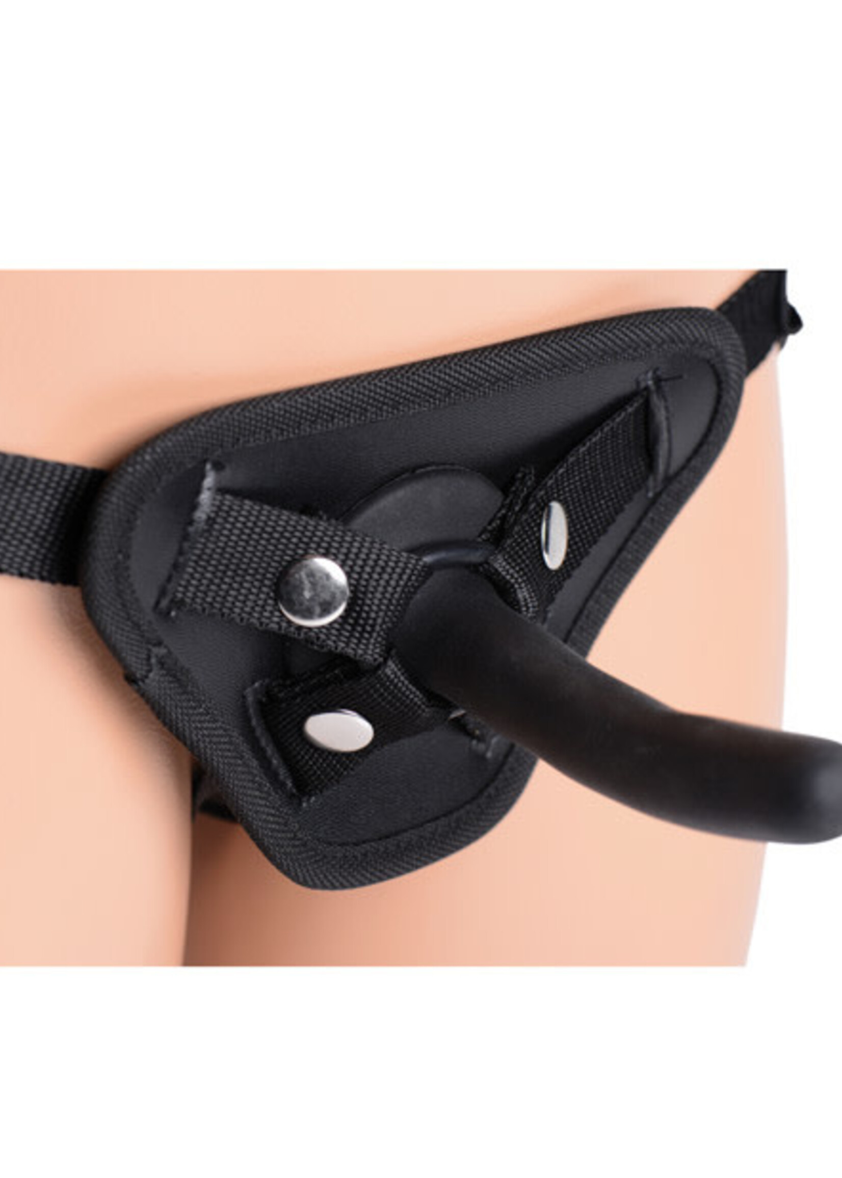 XR Brands Strap U Pegged - Pegging Dildo With Harness - Black