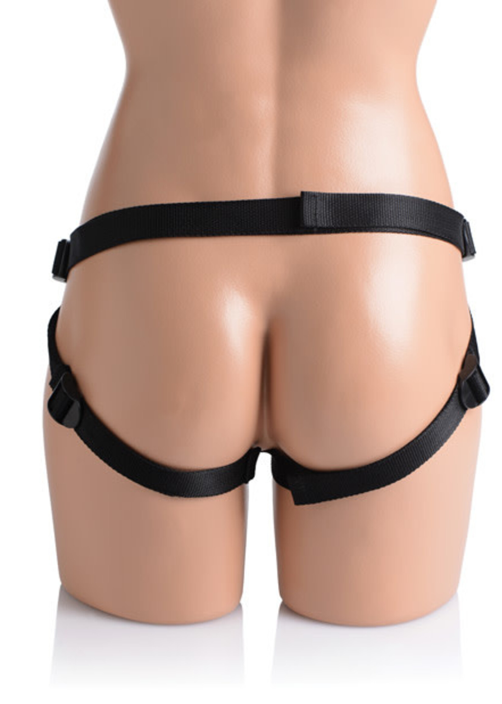 XR Brands Strap U Pegged - Pegging Dildo With Harness - Black