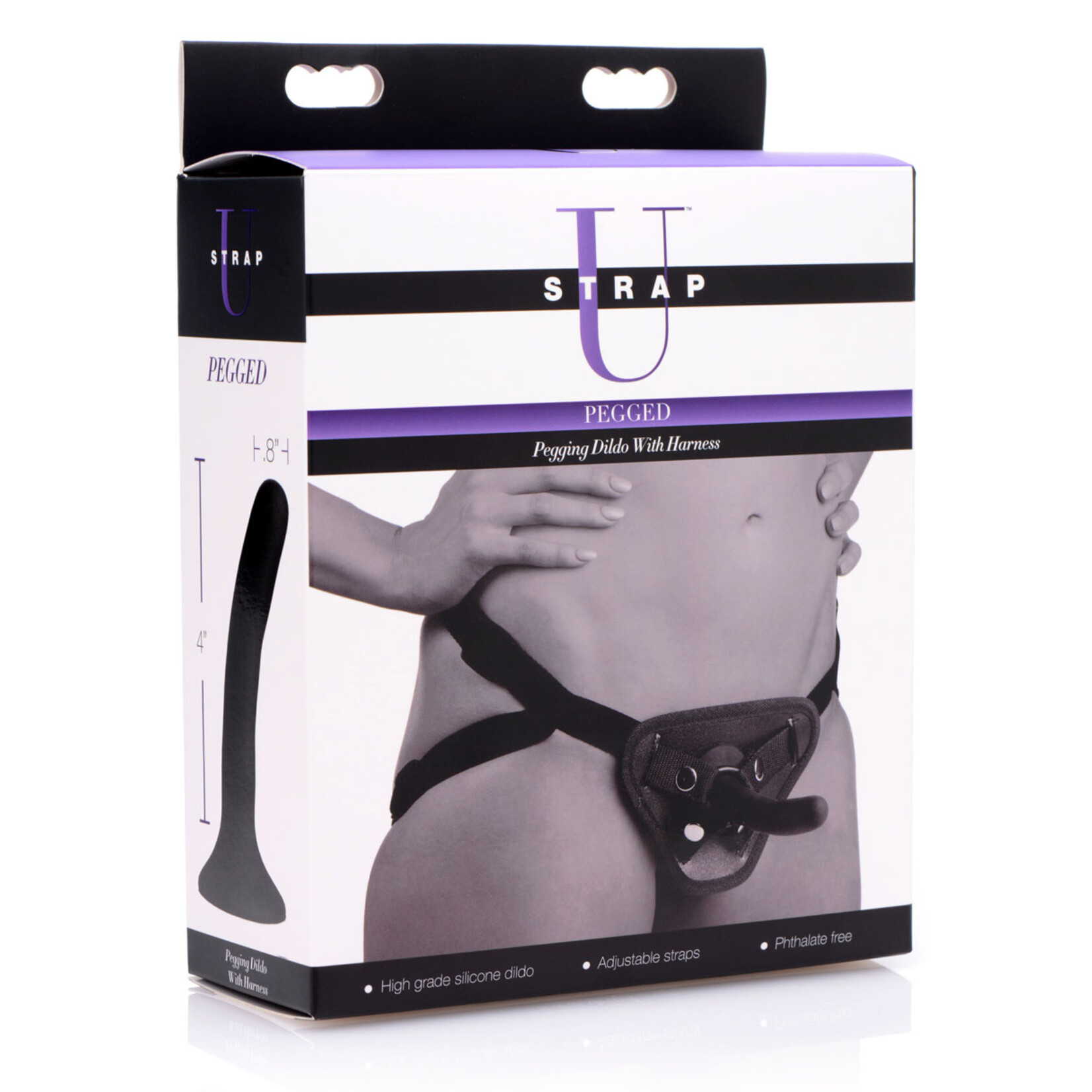 XR Brands Strap U Pegged - Pegging Dildo With Harness - Black