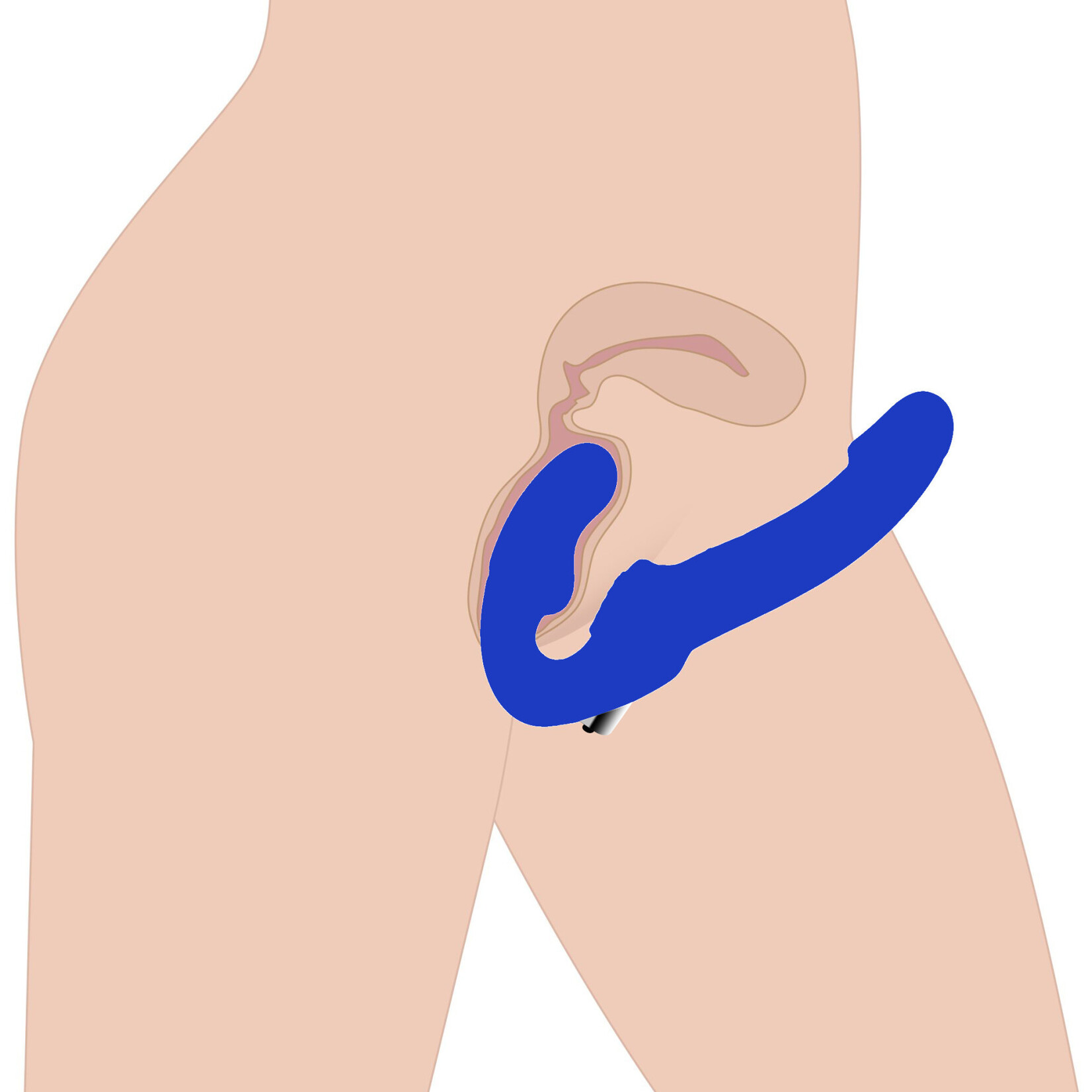 XR Brands Strap U Revolver II Vibrating Strapless Strap on Dildo - Blue