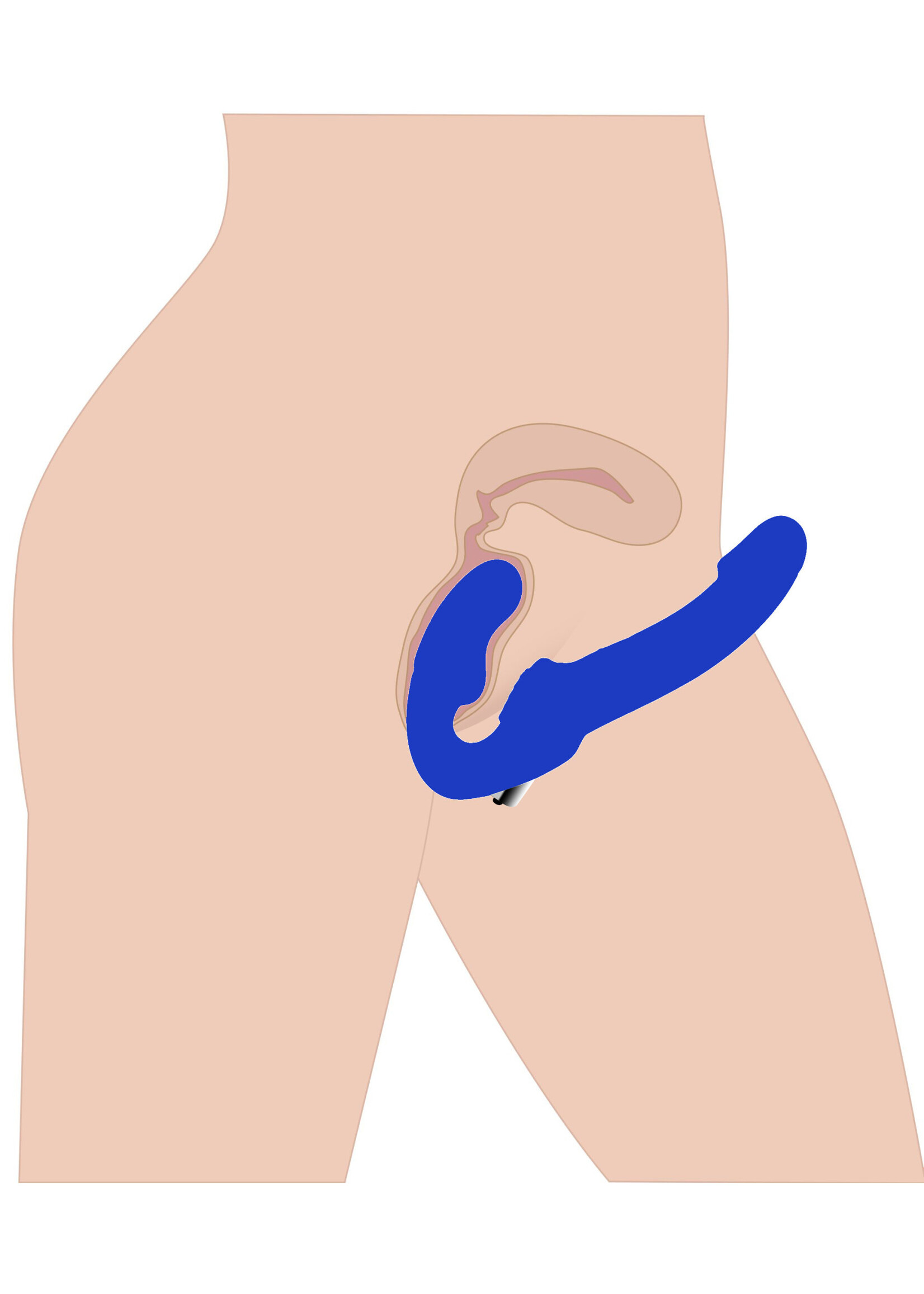 XR Brands Strap U Revolver II Vibrating Strapless Strap on Dildo - Blue