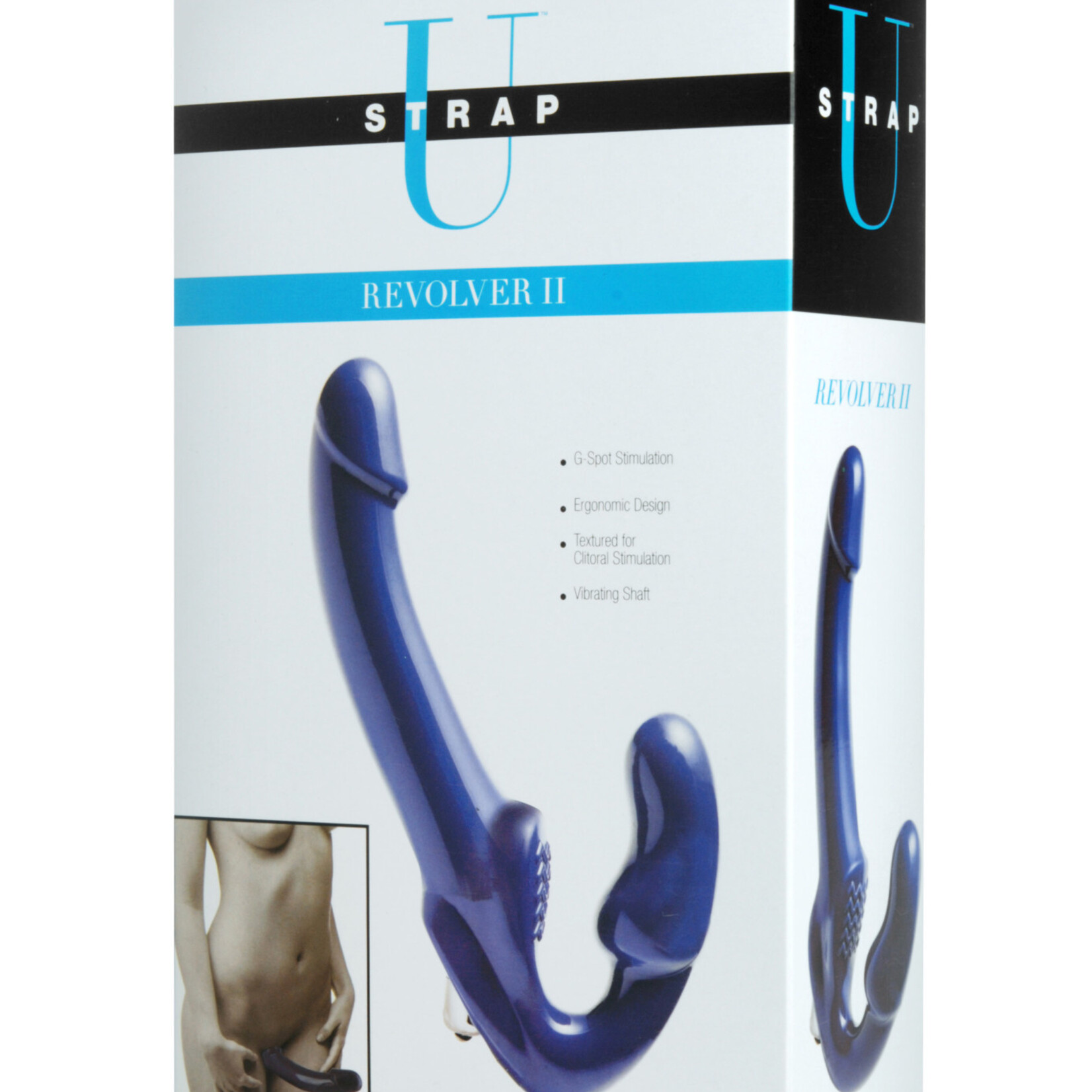 XR Brands Strap U Revolver II Vibrating Strapless Strap on Dildo - Blue