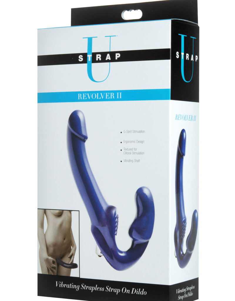 XR Brands Strap U Revolver II Vibrating Strapless Strap on Dildo - Blue