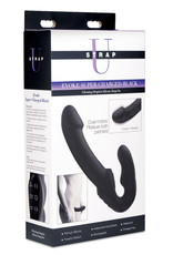 XR Brands Strap U Evoke Rechargeable Vibrating Silicone Strapless Strap on - Black