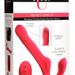 XR Brands Strap U Strap U Mighty-Thrust Thrusting & Vibrating Strapless Strap-On with Remote Control - Pink