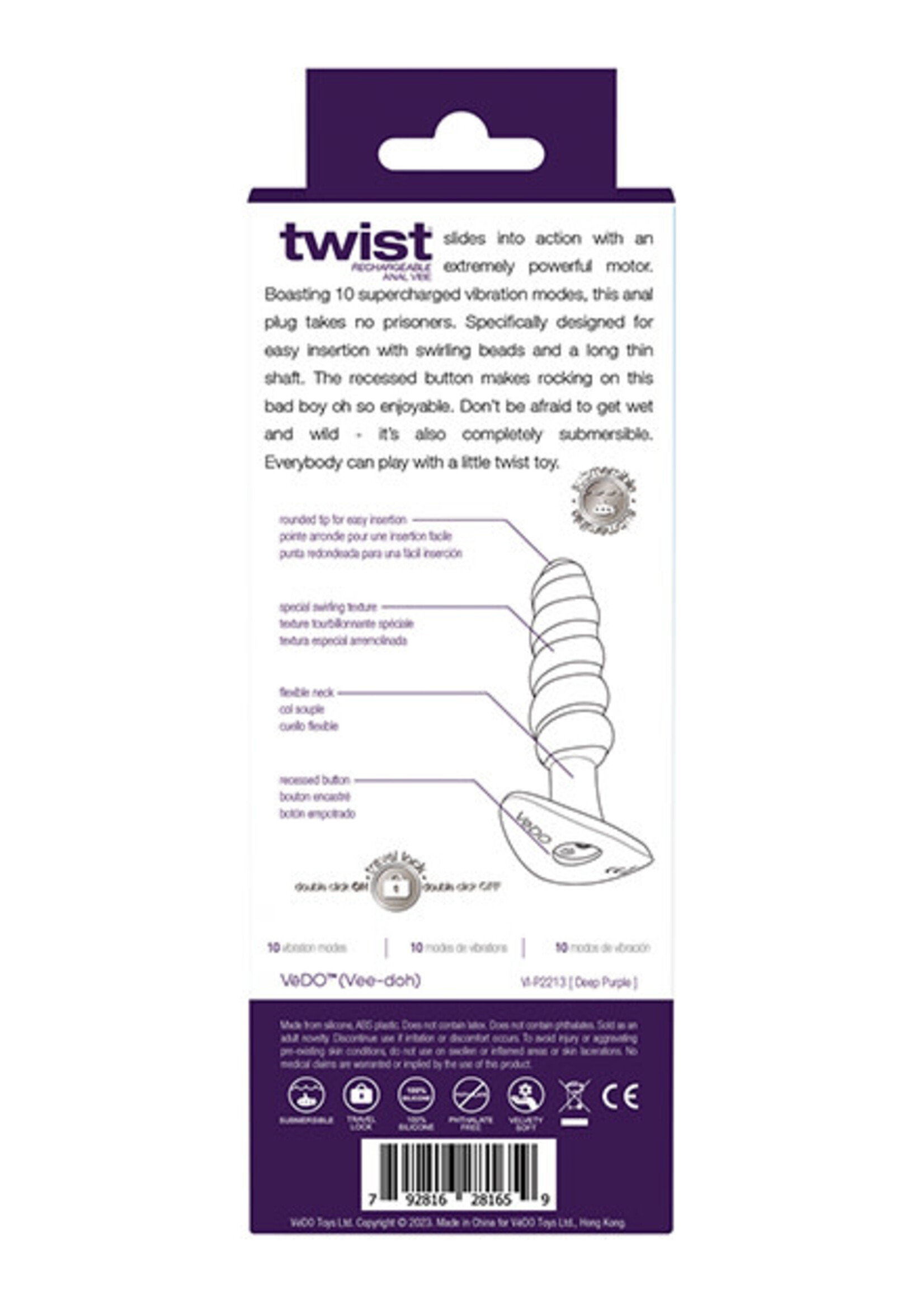 VeDO Vedo Twist Rechargeable Silicone Anal Plug