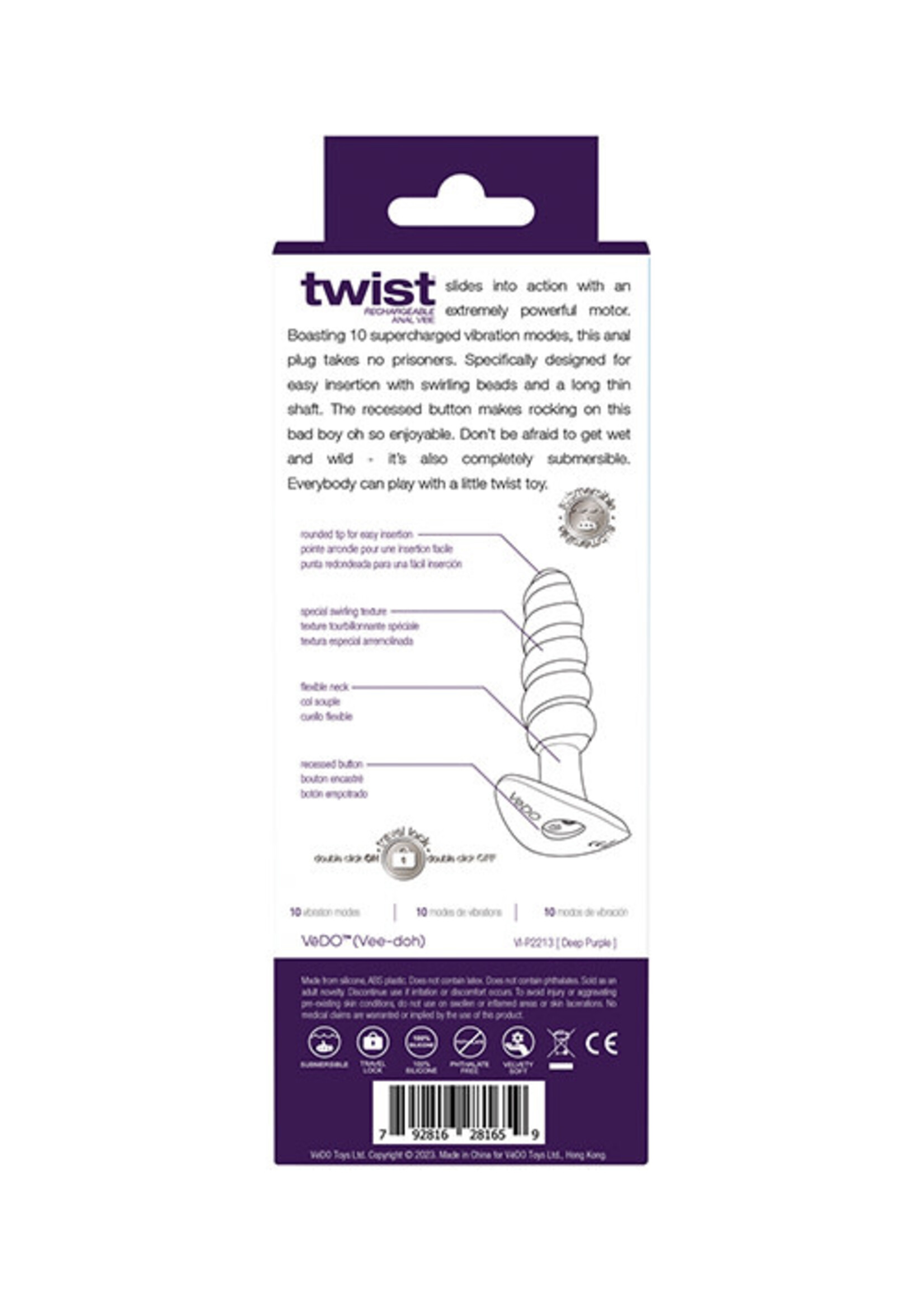 VeDO Vedo Twist Rechargeable Silicone Anal Plug
