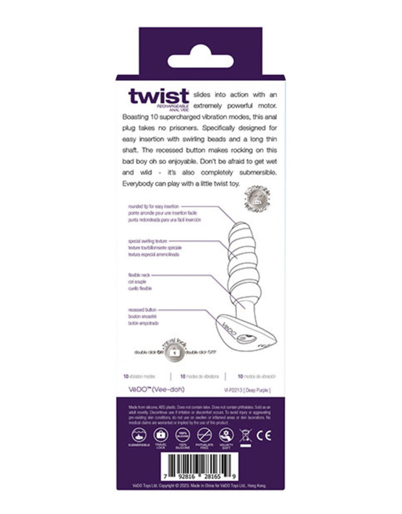 VeDO Vedo Twist Rechargeable Silicone Anal Plug