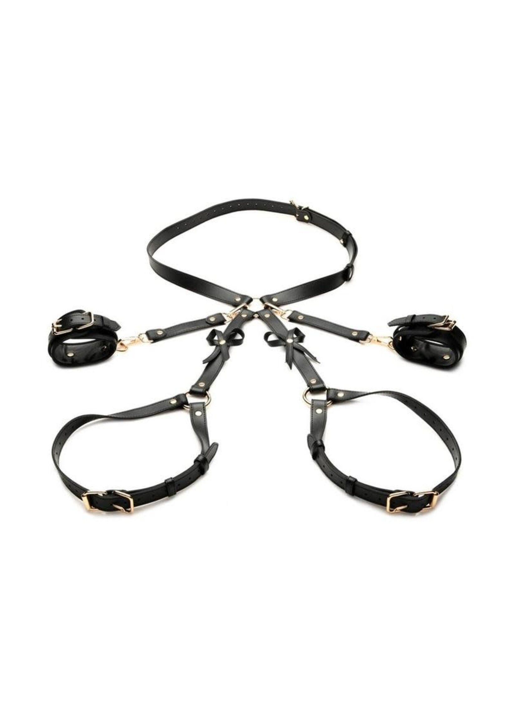 XR Brands Strict Strict Bondage Harness with Bows- Black