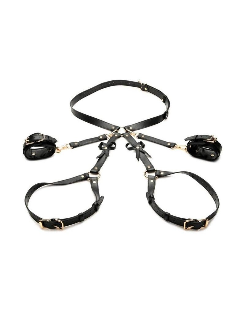 XR Brands Strict Strict Bondage Harness with Bows- Black
