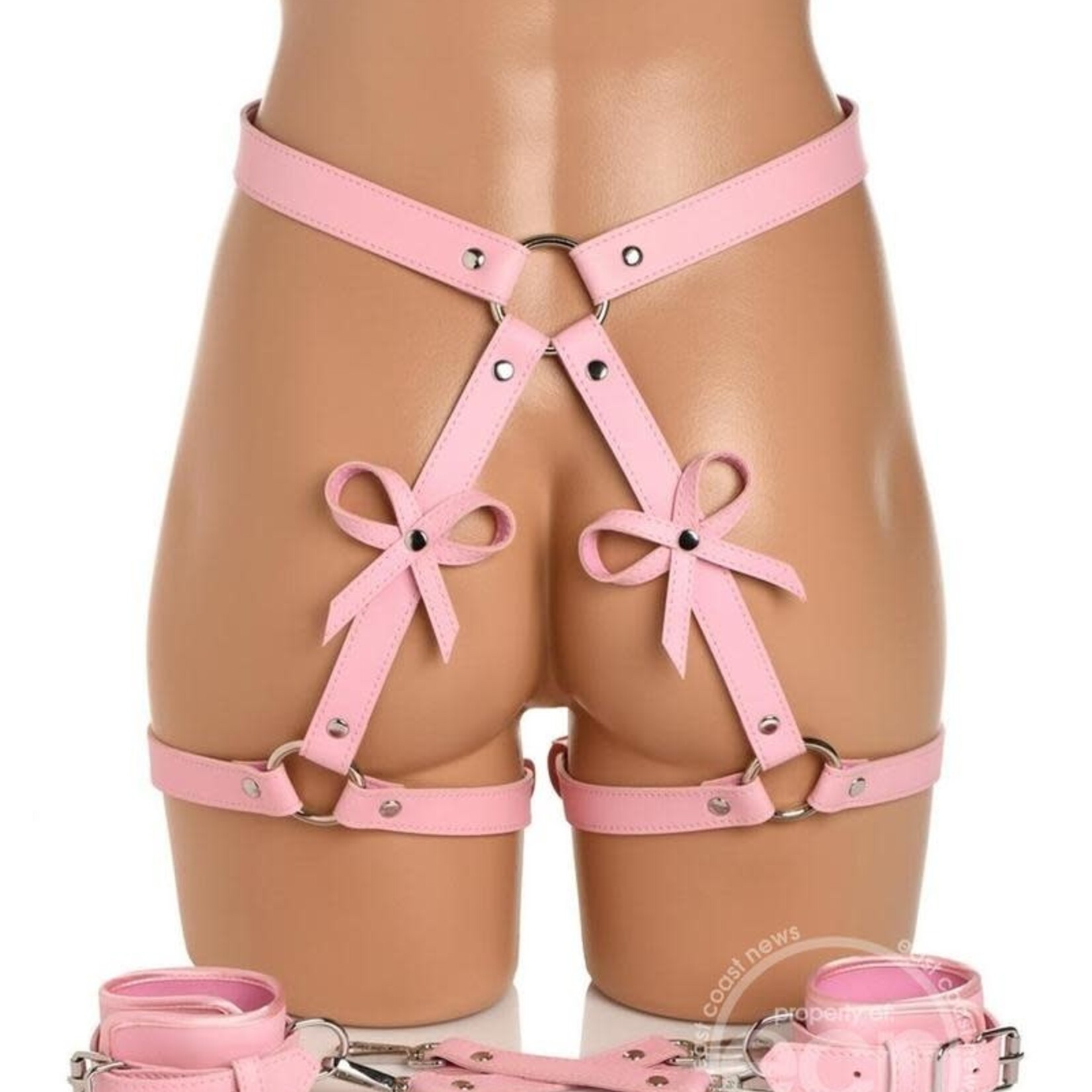 XR Brands Strict Strict Bondage Harness with Bows - Pink