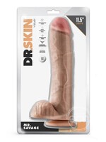 Blush Novelties Dr. Skin Mr. Savage Dildo with Balls and Suction Cup 11.5in - Vanilla