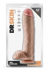 Blush Novelties Dr. Skin Mr. Savage Dildo with Balls and Suction Cup 11.5in - Vanilla
