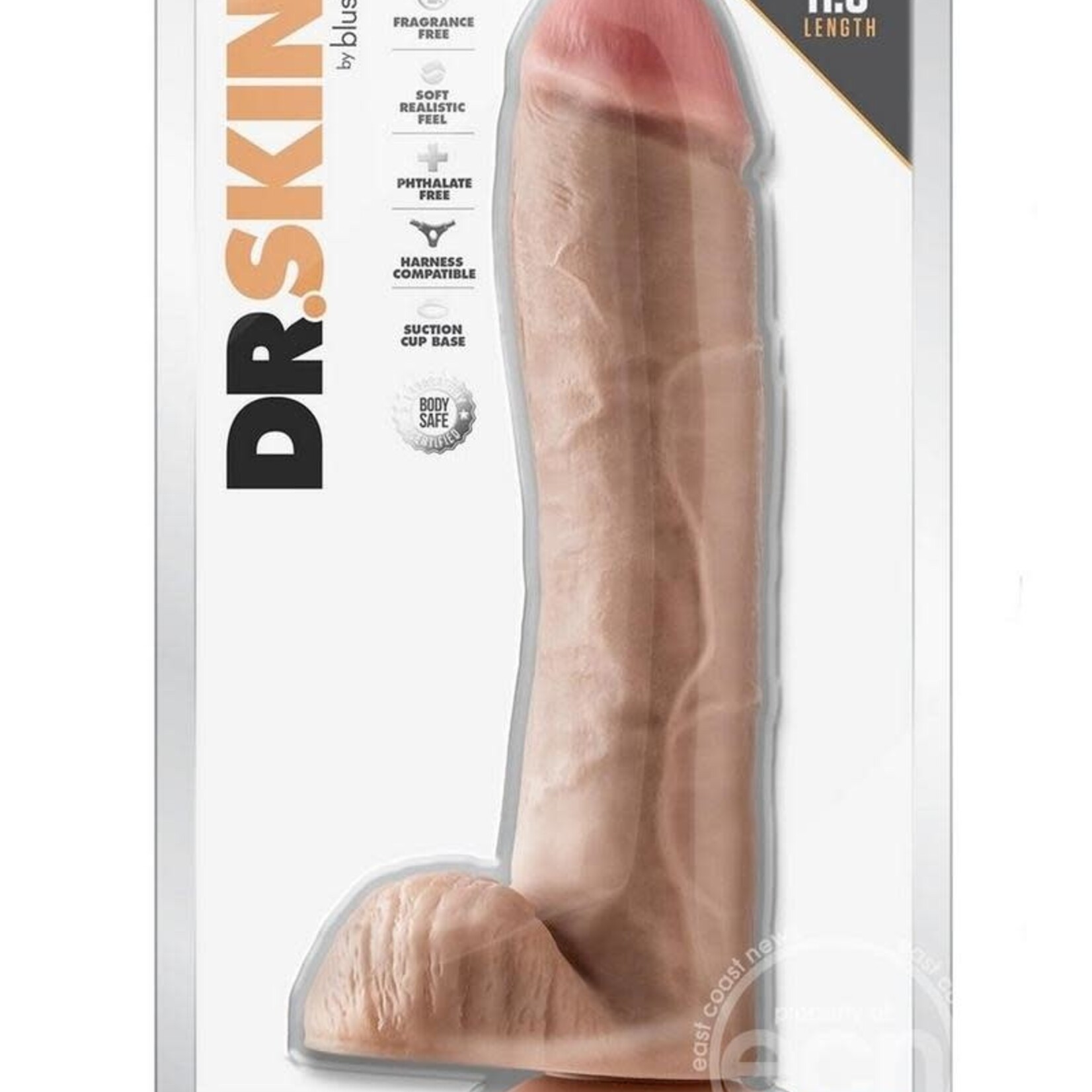 Blush Novelties Dr. Skin Mr. Savage Dildo with Balls and Suction Cup 11.5in - Vanilla