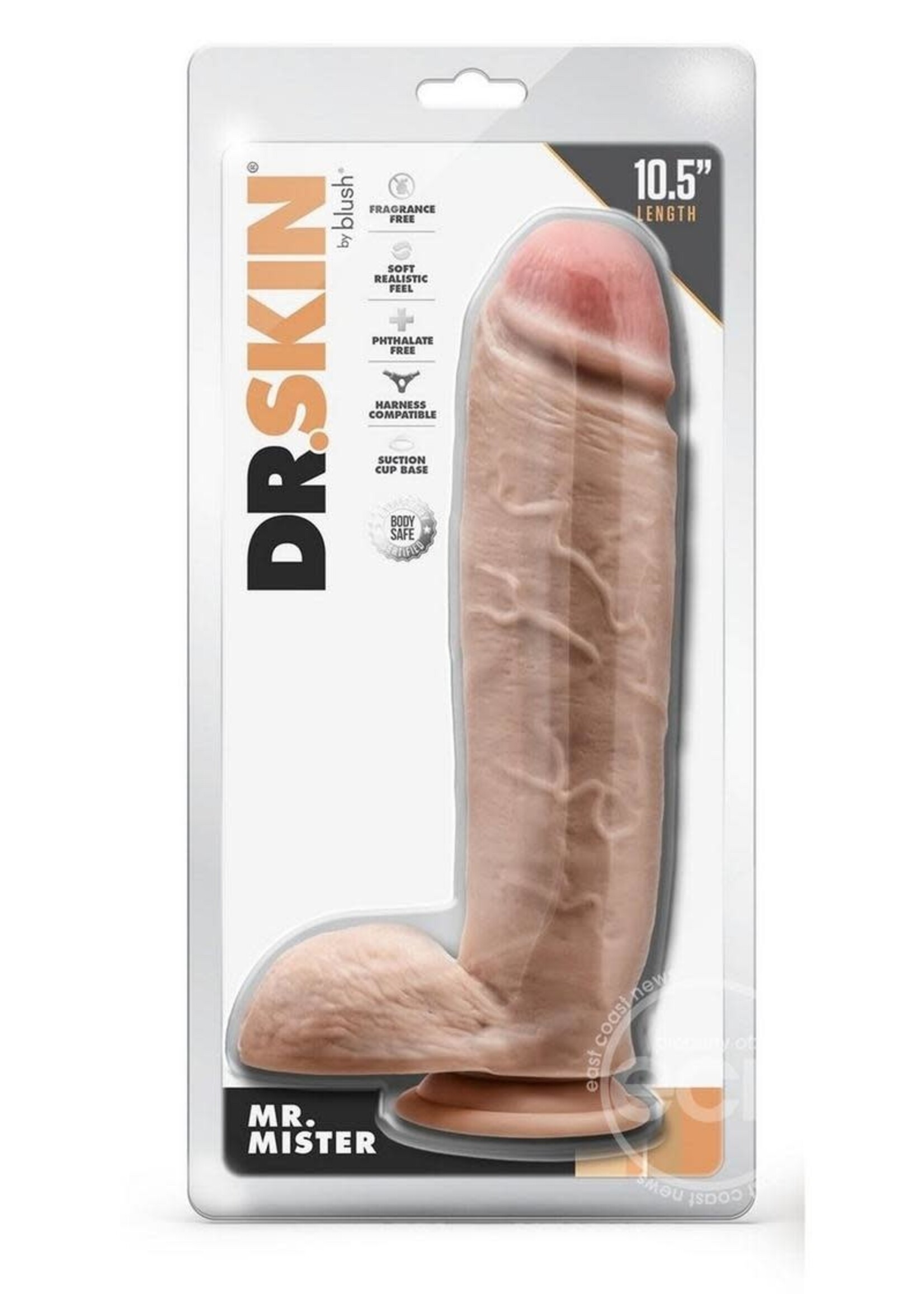 Blush Novelties Dr. Skin Mr. Mister Dildo with Balls and Suction Cup 10.5in - Vanilla
