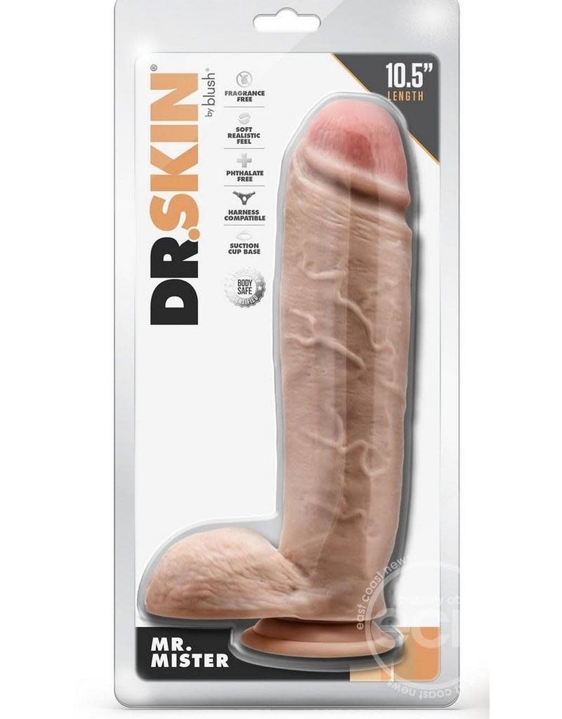 Blush Novelties Dr. Skin Mr. Mister Dildo with Balls and Suction Cup 10.5in - Vanilla
