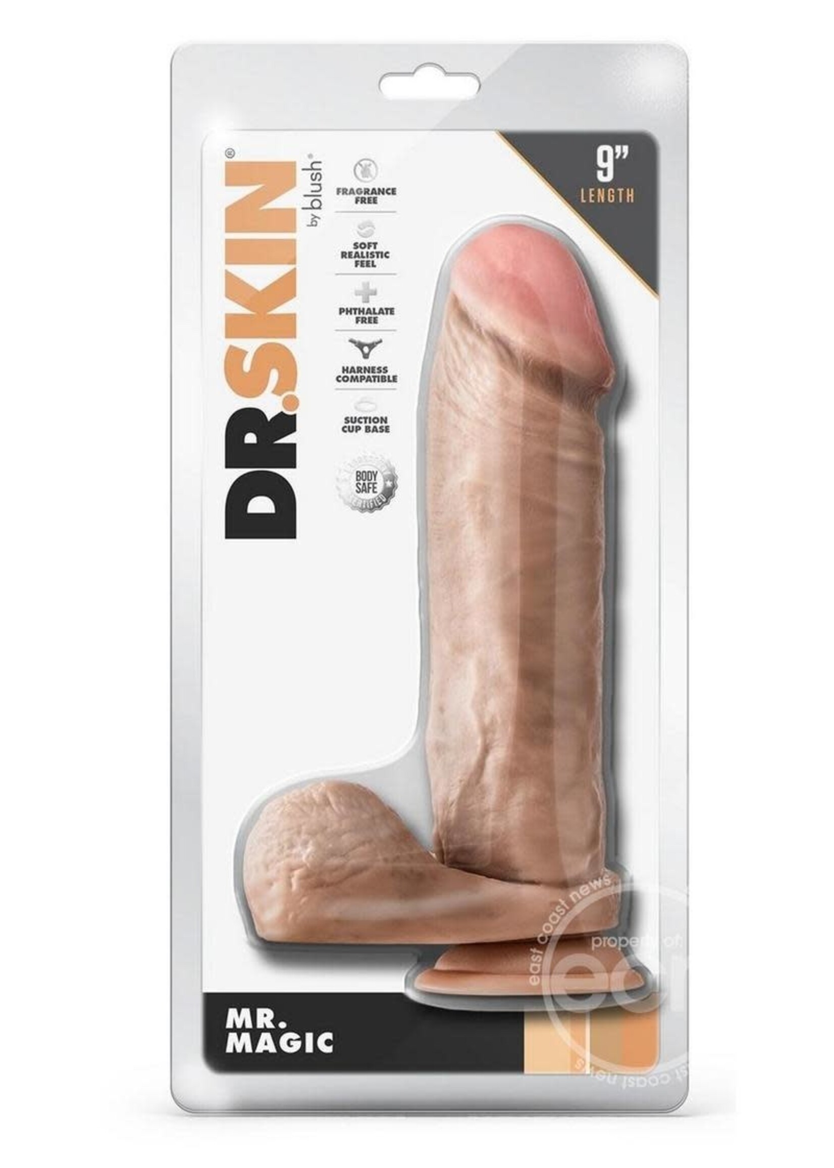 Blush Novelties Dr. Skin Mr. Magic Dildo with Balls and Suction Cup 9in - Vanilla