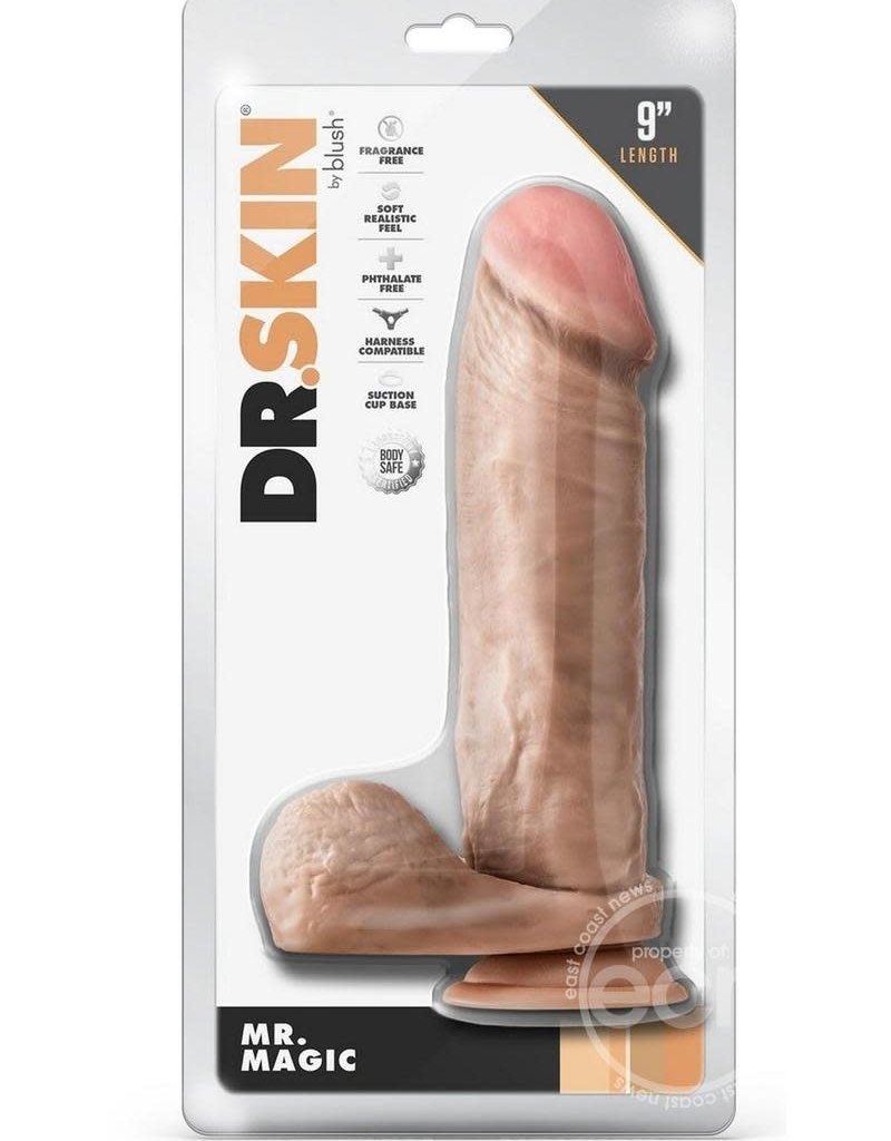 Blush Novelties Dr. Skin Mr. Magic Dildo with Balls and Suction Cup 9in - Vanilla