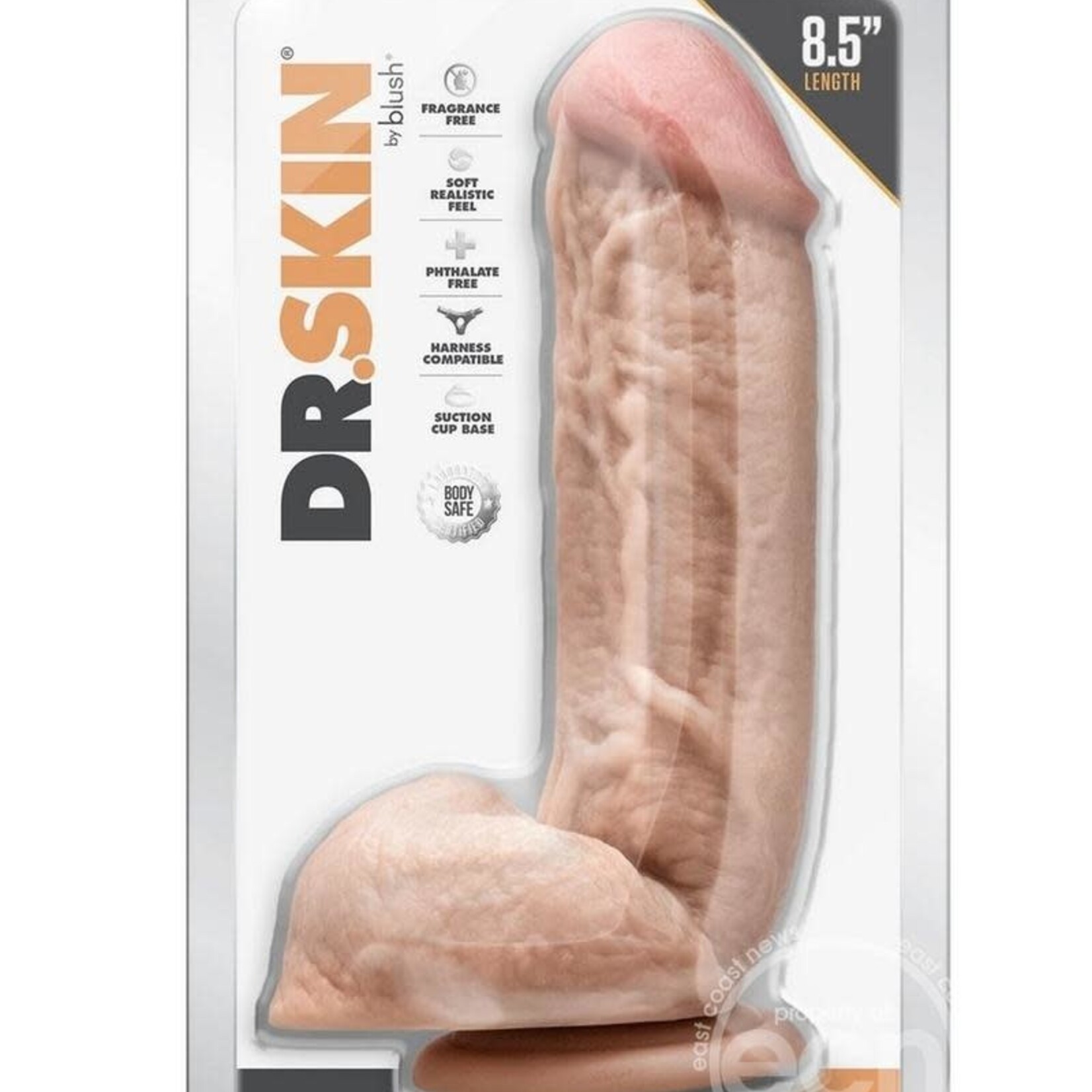 Blush Novelties Dr. Skin Mr. D Dildo with Balls and Suction Cup 8.5in - Vanilla