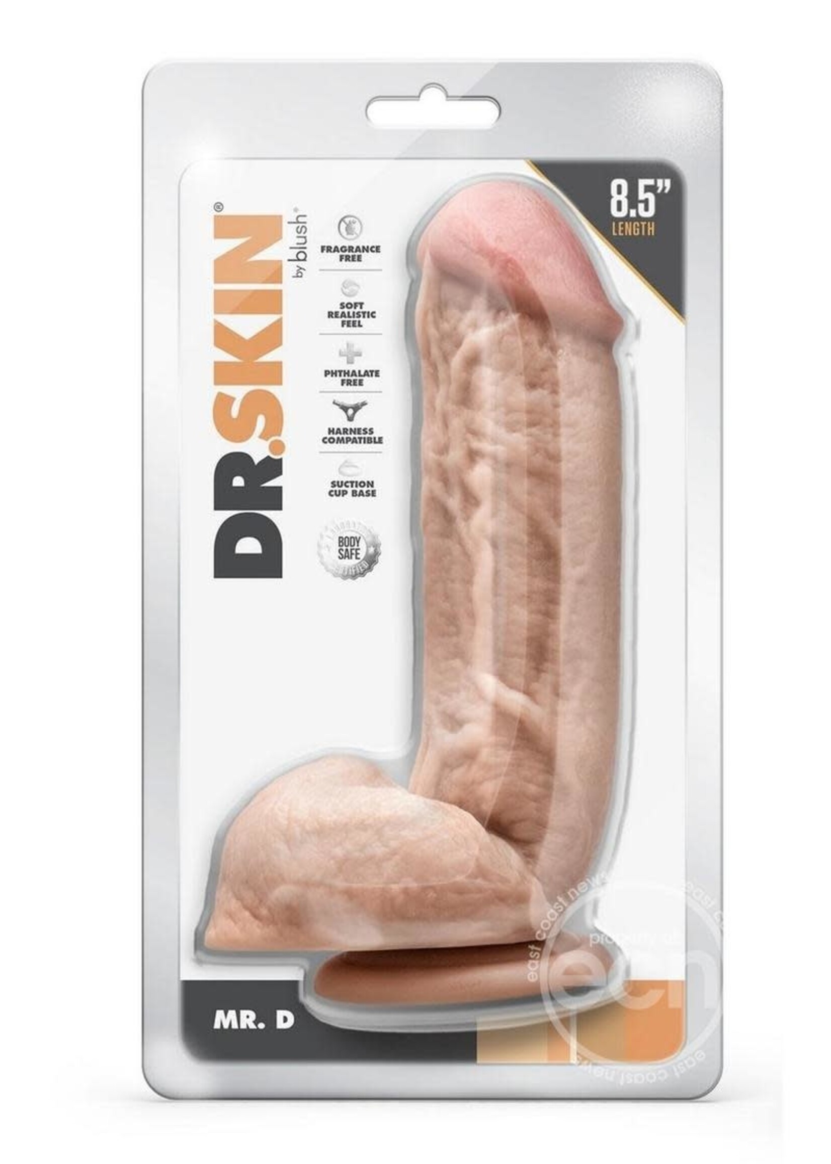 Blush Novelties Dr. Skin Mr. D Dildo with Balls and Suction Cup 8.5in - Vanilla