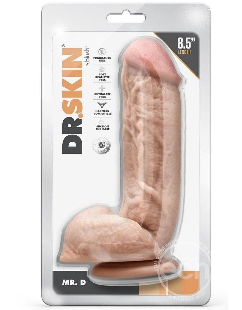 Blush Novelties Dr. Skin Mr. D Dildo with Balls and Suction Cup 8.5in - Vanilla