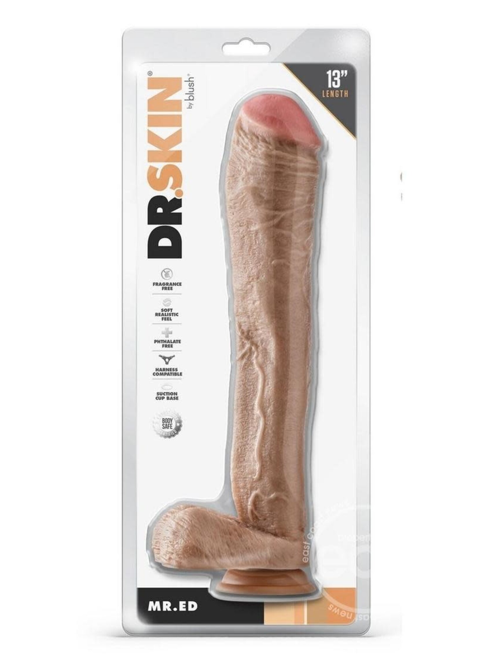 Blush Novelties Dr. Skin Mr. Ed Dildo with Balls and Suction Cup 13in - Vanilla