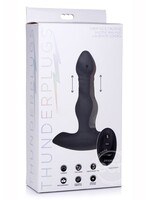 XR Brands Thunder Plugs Thunder Plugs Vibrating & Thrusting Silicone Rechargeable Plug with Remote Control - Black